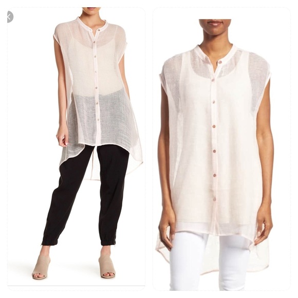 NWT! EILEEN FISHER Linen blend Mandarin Tunic - Picture 2 of 7